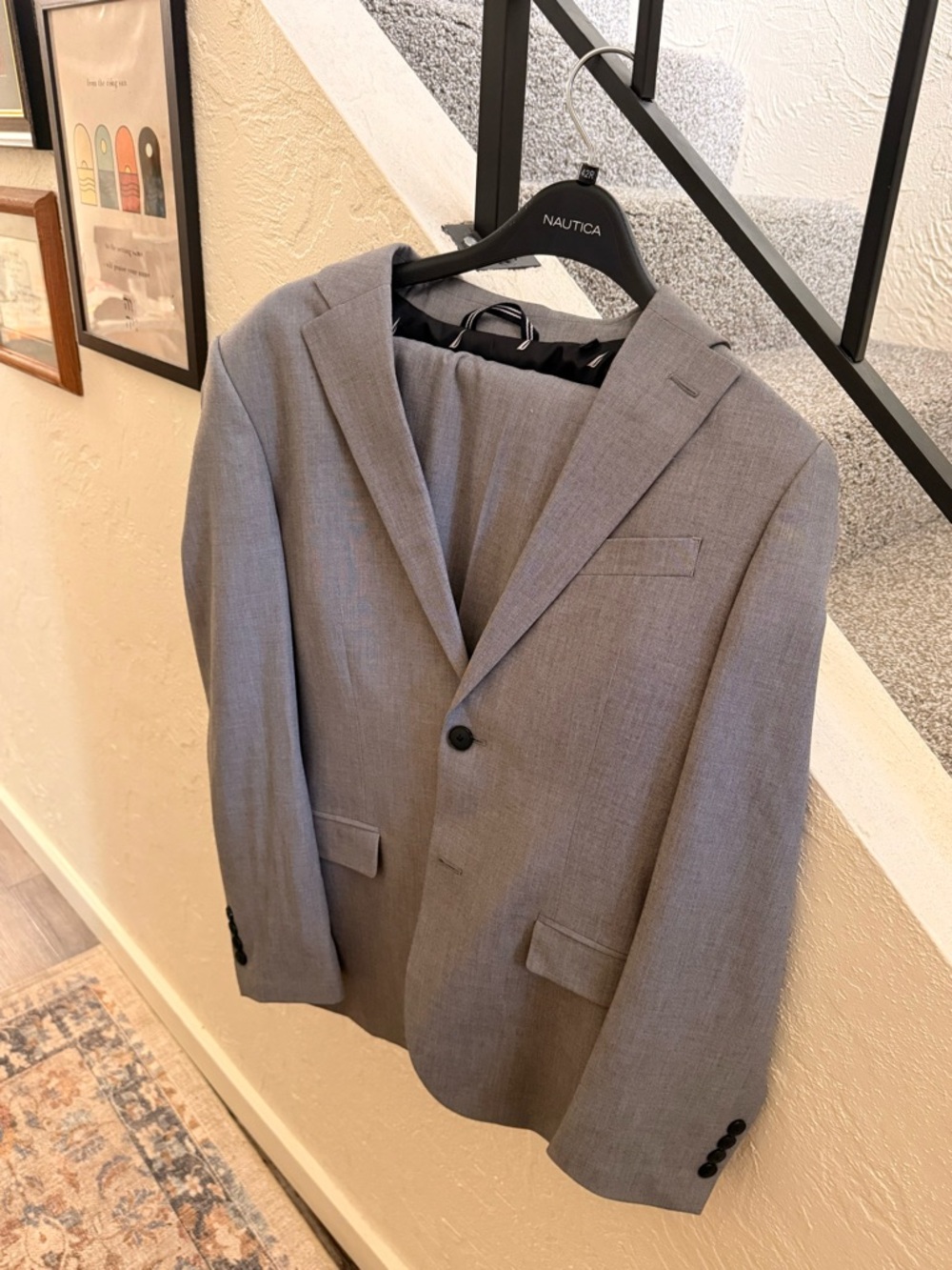 Nautica Men's Light Gray Single-Breasted Suit Jacket